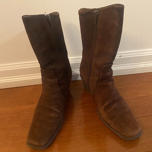 Aquatalia Brown Suede Ankle Boots with Wedge Heel - Picture 2 of 5